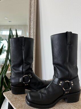 Boulet Black Leather Engineer Boots Made in Canada Men's 8 Motorcycle Biker